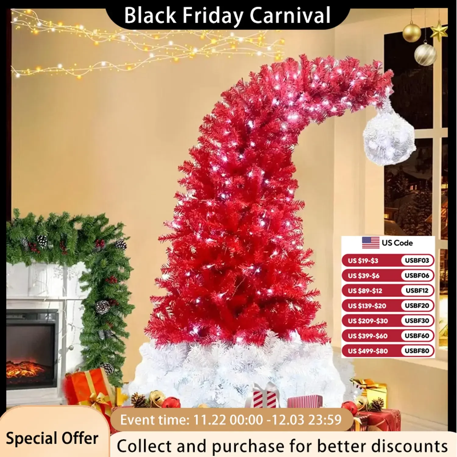 Christmas Trees Small Christmas Tree with Lights, Clear LED Lights, Bendable Festive & Party Supplies Home & Garden Christmas