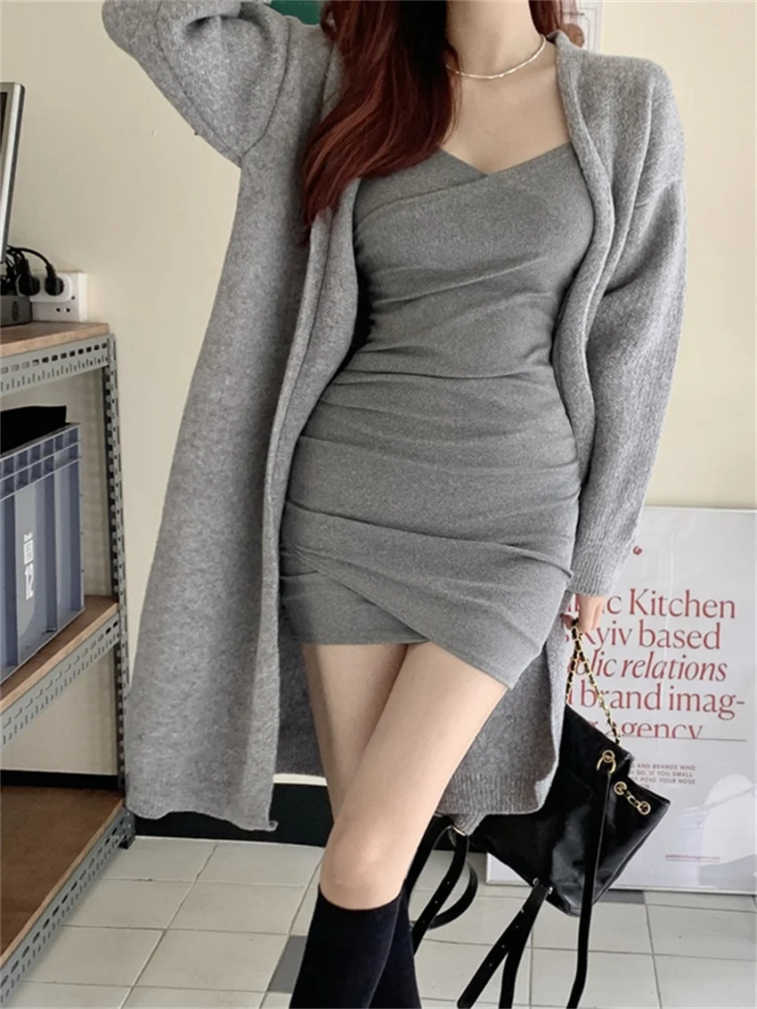 

Alien Kitty Lazy Style Casual Cardigans Sweaters Women Chic Loose Knitted Solid 2024 Elegant All Match Oversize Spring Coats