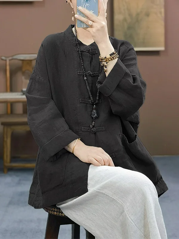 

Новый китайский женский осенний комплект Faion, свободное длинное пальто Sve irt, ретро Sle, льняные брюки из чистого хлопка, дизайн на пуговицах