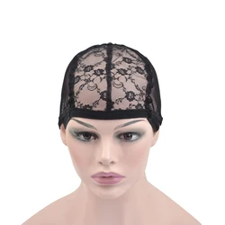 Gorras de Peluca de encaje negro para mujer, con correas ajustables para sujetar las pelucas en su lugar, para hacer pelucas, Red para el cabello, 1 unidad