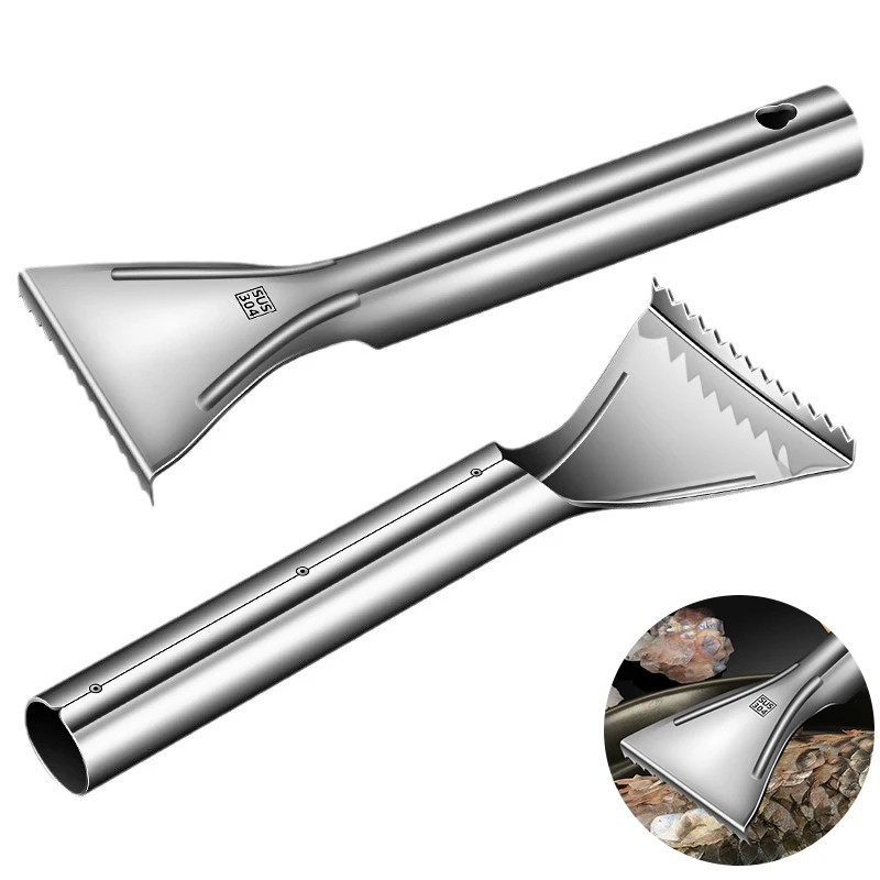 304 Stainless Steel Thickened Round Handle Fish Scaler, Serrated Fish Scaling Tool For Home Kitchen