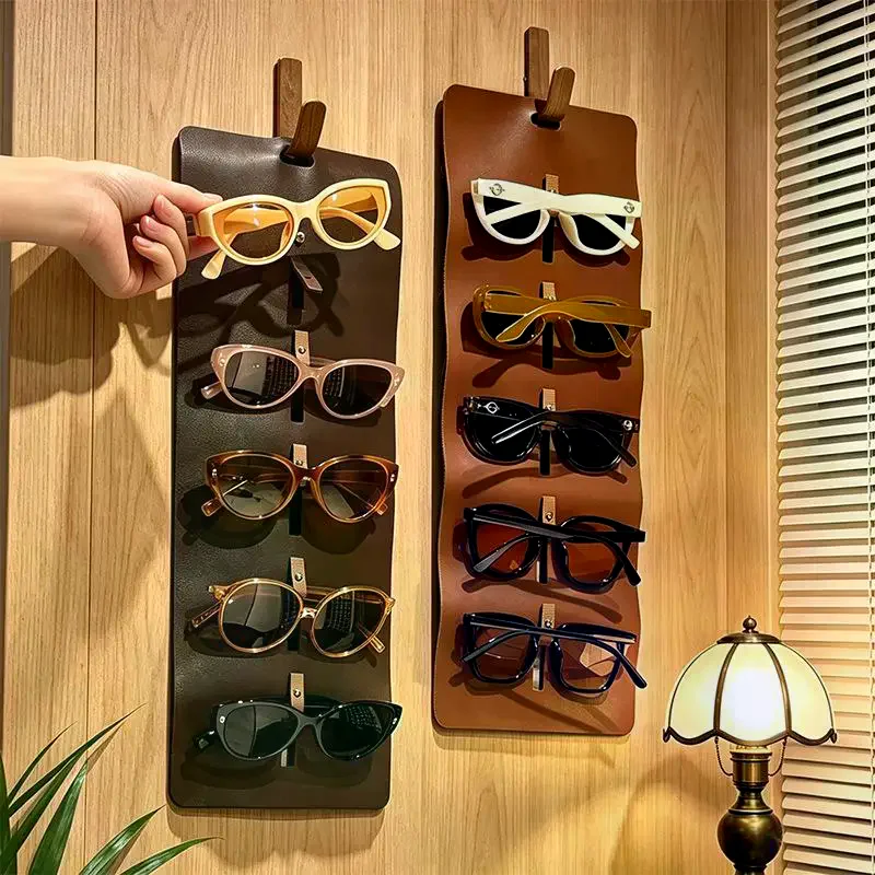 Durable Leather Eyeglasses Display Rack Multi Slot Sunglasses Storage Organizer for Shop Home Dresser 1PC