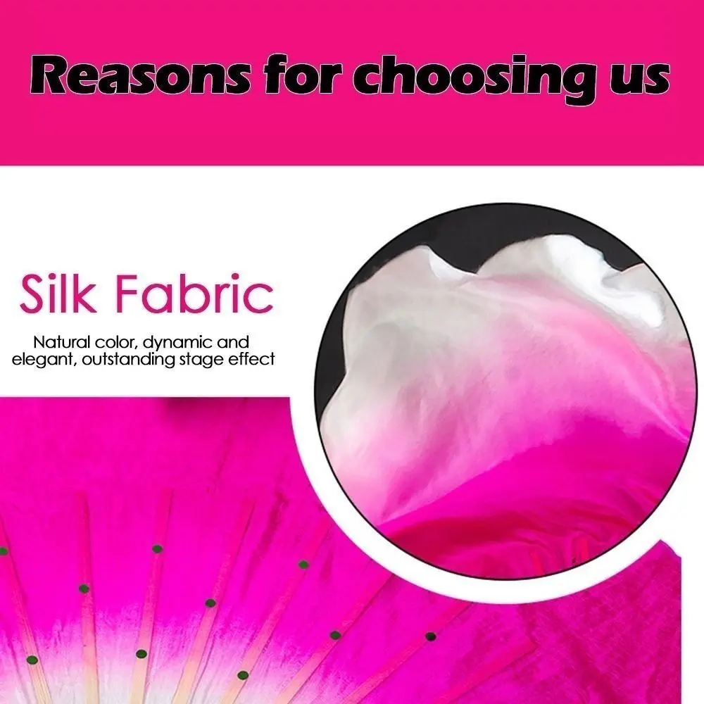 31cm Bamboo Chinese Short Bellydance Fan 10/20cm Half Circle Silk 10 Styles Children Bamboo Fans Colorful Hand Dye Adults Fan