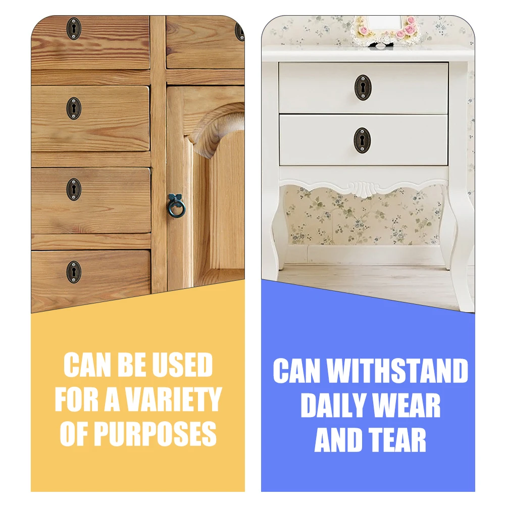 

10pcs Oval Keyhole Covers Zinc Alloy Decorative Plates for Furniture Dressers 35x23mm Vintage Door Hole Inserts