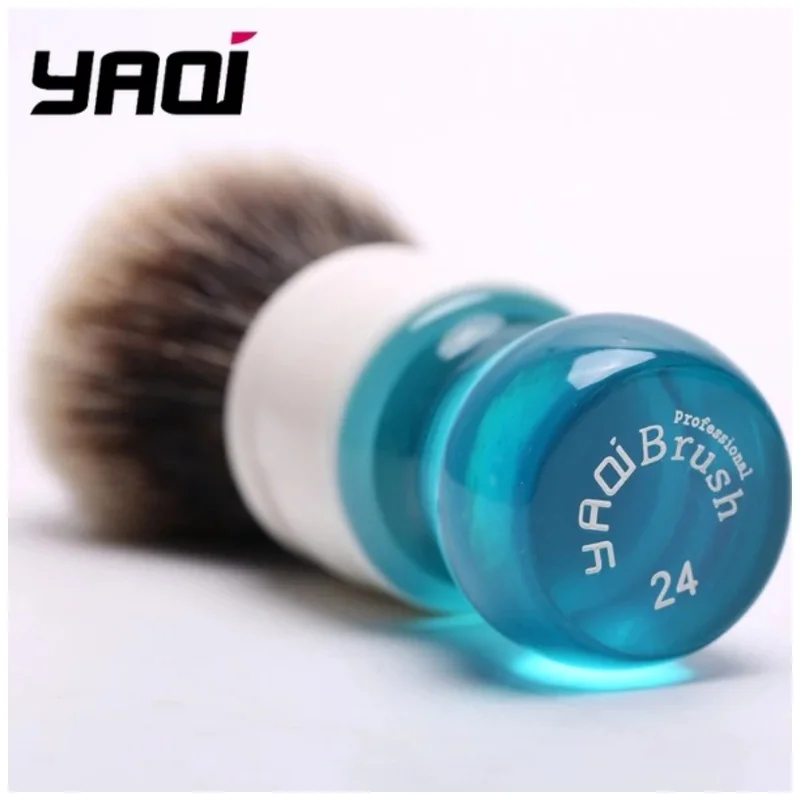 YAQI 24mm Aqua Two Band Hair Shaving Brush Soft Medium Stiffness Beard Moustache Grooming Tool Wet Shave Tools Best Gift for Men
