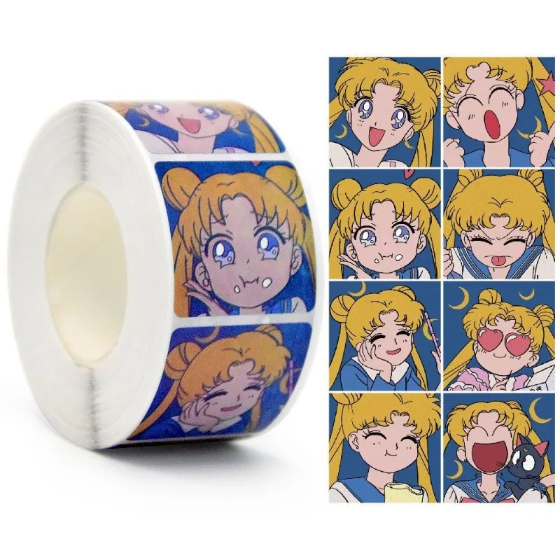Sailor Moon Anime Cute Cartoon Peripheral Roll Stickers Cartoon Kawaii Mini Girl Heart Packaging Sealing Stickers Gift Wholesale