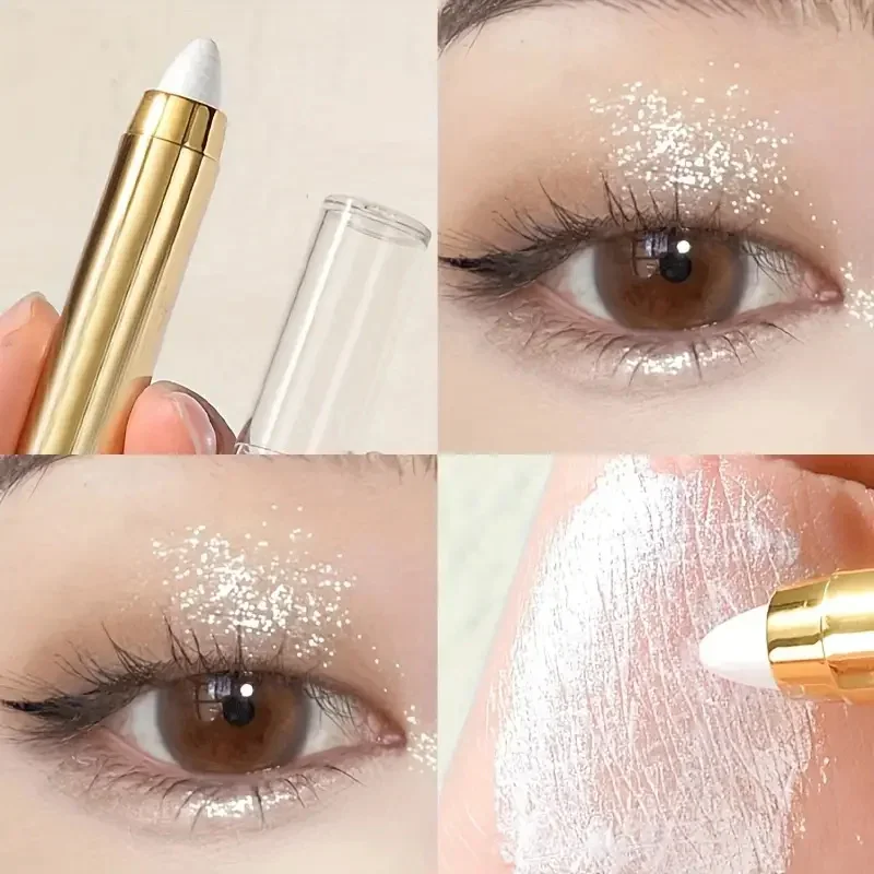 両面アイシャドウ スティック - パールグリッターとマット仕上げのハイライター & ブライトニング ペン