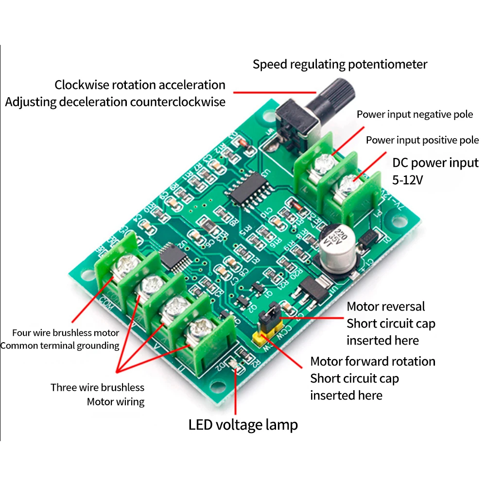 5V 12V Brushless DC Motor Driver Controller Board with Reverse Voltage Over Current Protection for Hard Drive Motor Controller