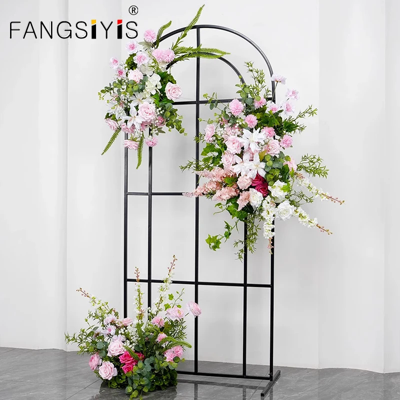 

Luxury Pink Rose hyacinth Green Leaf Flower Row Arrangement Wedding Backdrop Arch Deco Table Centerpiece Row Welcome Sign Floral