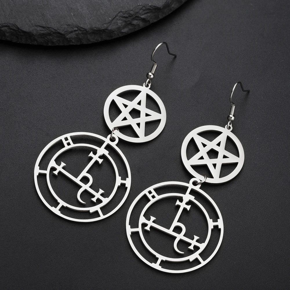 Dawapara Wheel of Hecate Pentagram Ohrringe Sigil of Lilith Mondgöttin Pentagramm Symbol Edelstahl Ohrringe Wicca Schmuck – Detail 19