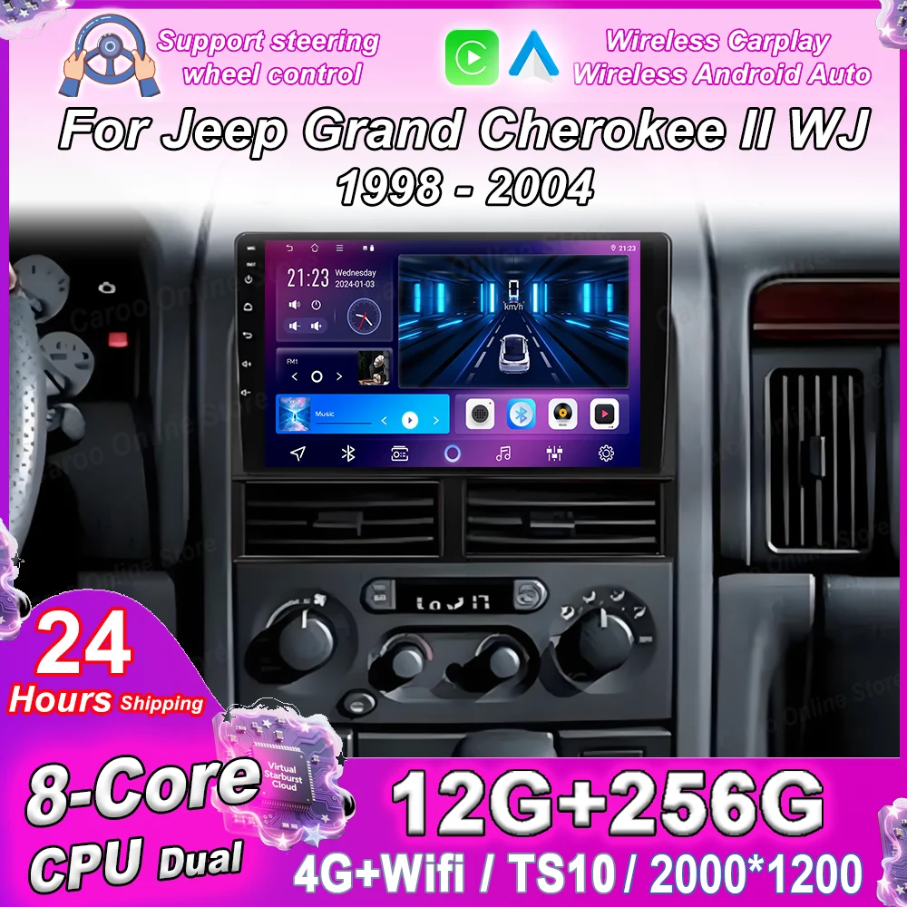 

Автомобильный DVD-плеер Android 15 для Jeep Grand Cherokee II WJ 1998-2004, мультимедийный видеоплеер, радио, стереосистема, GPS-навигация, CarPlay, 4G