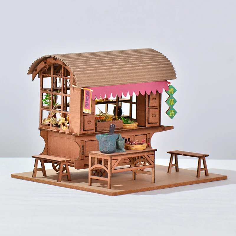 DIY Wooden Doll House Chinese Medicine Room Casa Miniature Building Kits Dollhouse With Furniture Roombox for Girls Gifts