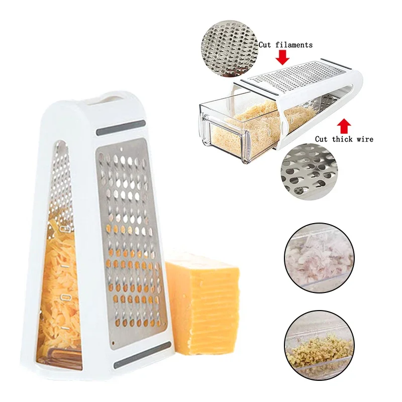 Cheese Mill Grater 2 Sides Blades Vegetables Graters Carrot Cucumber Slicer Cutter Box Container Kitchenware Case Kitchen Tools