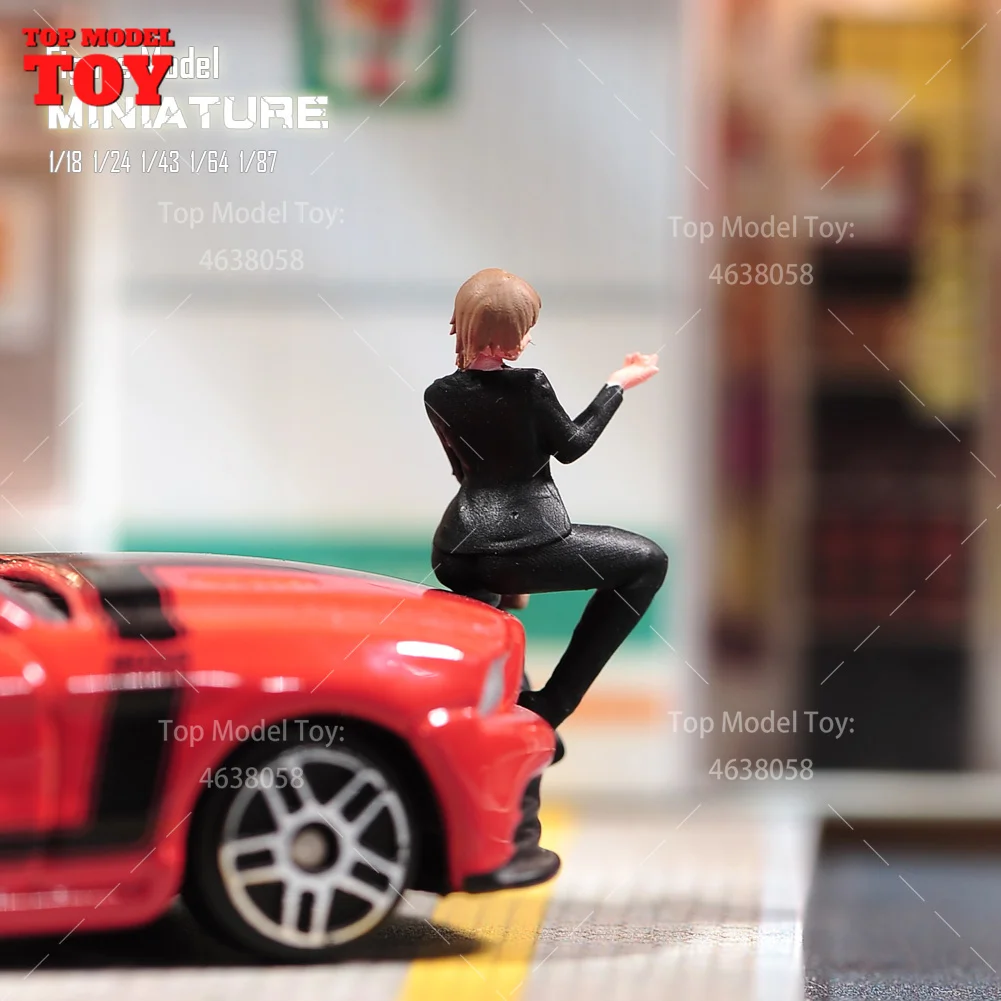 Painted Miniatures 1/18 1/24 1/64 1/43 1/87 Anime Handsome Cool Girls Female Scene Figure Doll Unpainted Model For Car Vehicles