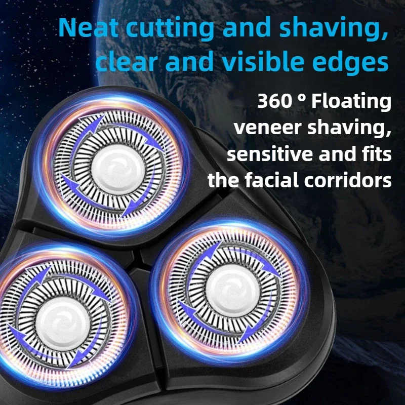 3 in 1 Men's Electric Shaver Multi-function Rechargeable Shaver Portable Washable Beard Shaving Machine for Men 3 Head Floating