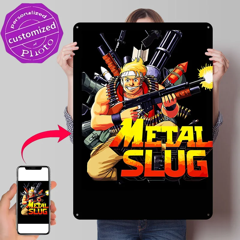 Metal Slug Game Cover Art Personalized 3D Textured Metal Poster Wall Art Vintage Tin Signs for Living Room Decoration Items Home