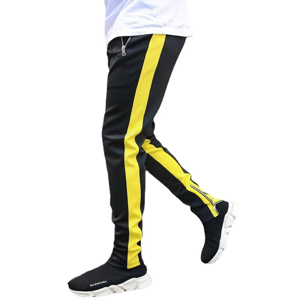 Spring And Autumn Men\'s Sports Casual Pants European And American Low Leg Zipper Full Length Sweatpants S-3XL