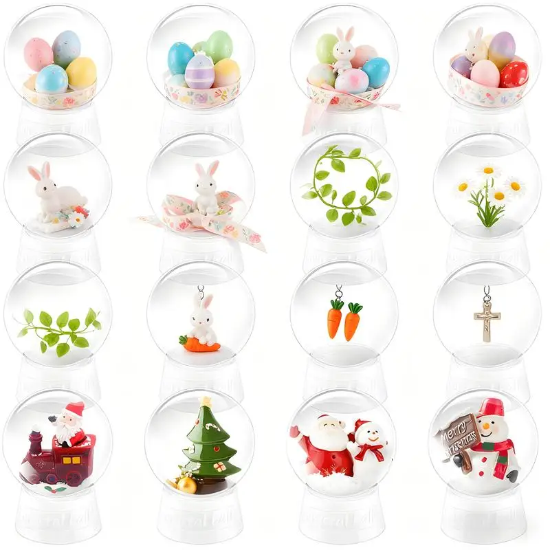 Clear Plastic Snow Globe Kit 6‑Pack With Screw‑on Caps, Multi‑purpose DIY Craft Globe for Wedding Christmas Ins‑Style Desktop