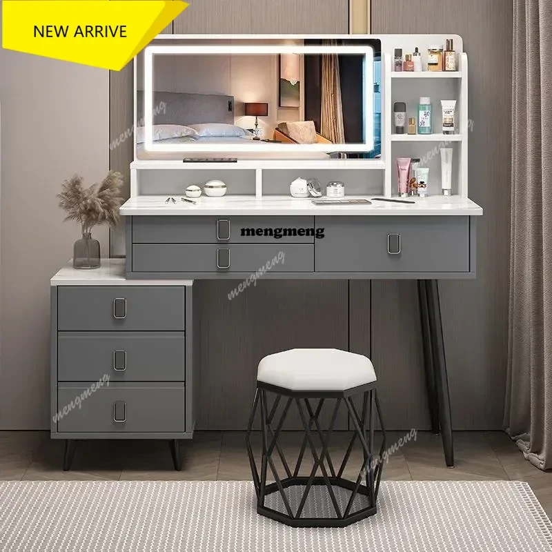 M138 Luxury Vanity Makeup  Dressing Table Makeup Vanity with Lights 5 Drawers and Cabinets Dressing Table Set with Large Mirror