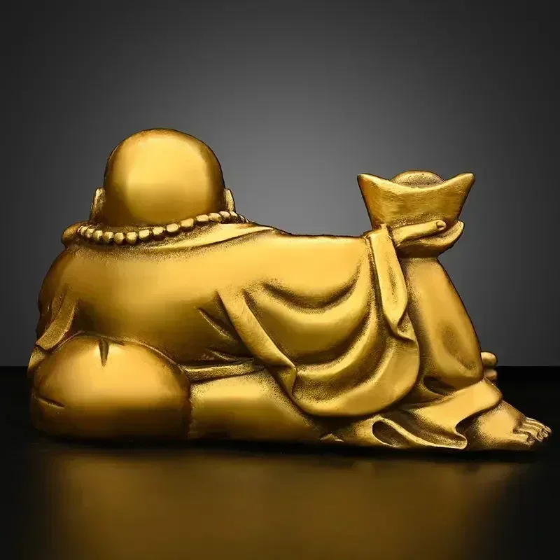 Copper Maitreya Buddha Ornaments ,Yuanbao Belly Laughing Home Office Small Car Sculptures view 4