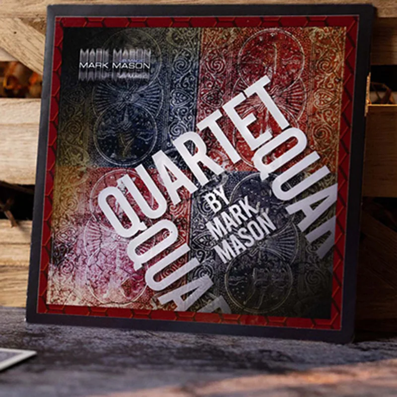 Quartet by Mark Mason Card Magic Tricks Folded Card Change Places Red Blue Change Magia Close-up Illusion Gimmick Mentalism Prop