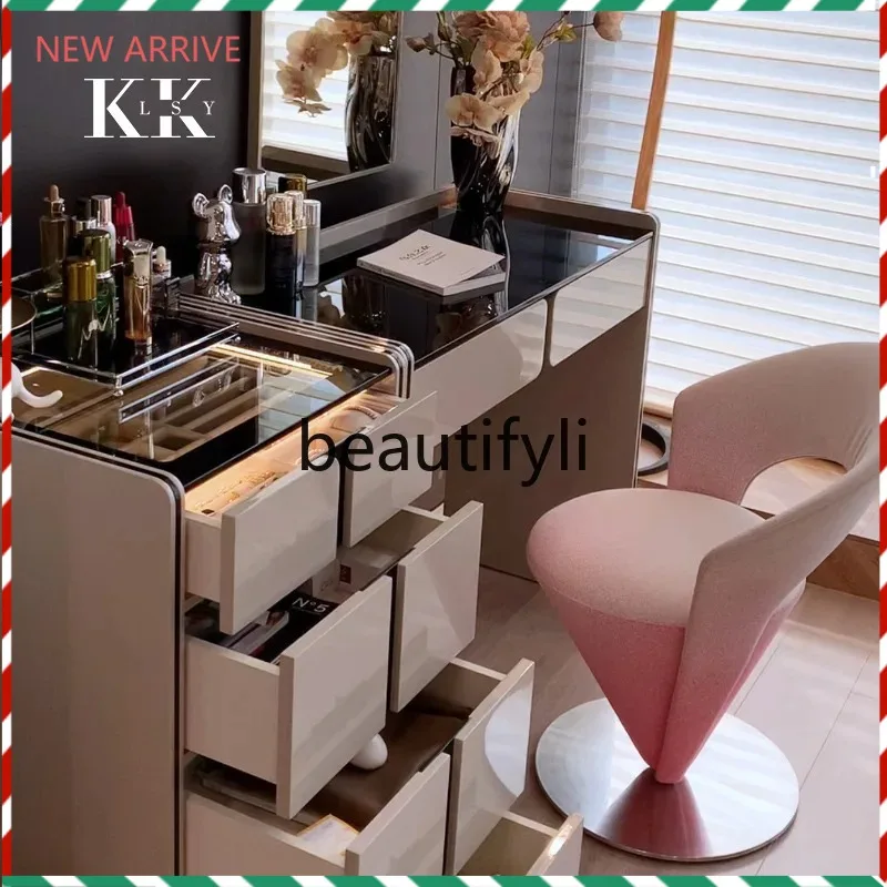 Italian light luxury bedroom makeup table dresser chest cabinet integrated modern simplicity high sense
