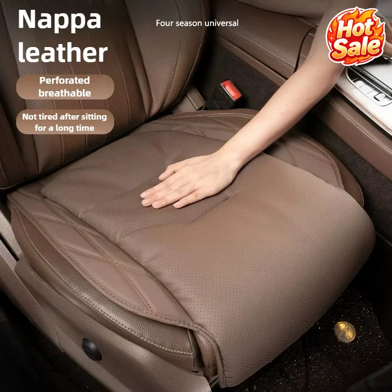 Universal Perforated Nappa Leather Car Seat Covers, All-Season Breathable and Comfortable Cushions, Suitable for Most Car Models