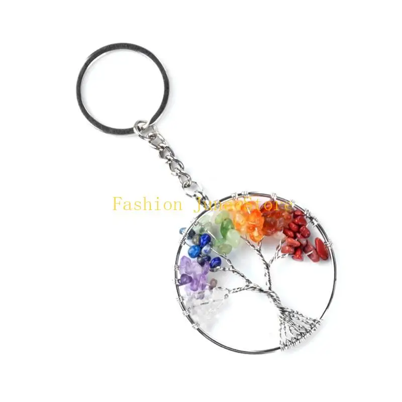 N5KA Ring Charm with Tree Pendant and Stone Chip Accent