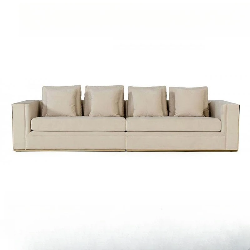 

Italian light luxury large flat-floor Babylon fabric sofa modern villa living room model room three-person sofa combination