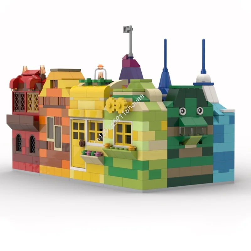 353 قطعة MOC قوس قزح منازل 1 5 أحمر أخضر كلاسيك نموذج اللبنات لتقوم بها بنفسك فكرة إبداعية هدية الكريسماس لعبة تعليمية عيد ميلاد #2