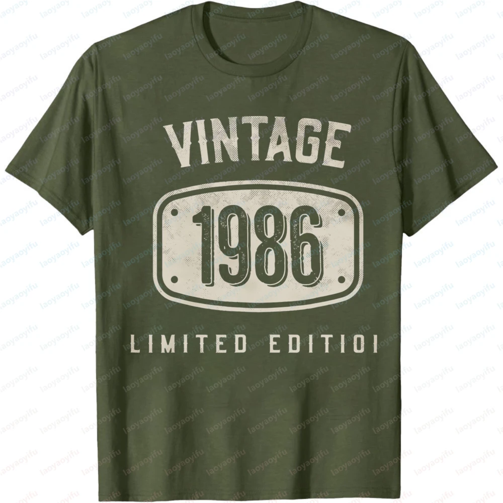 Vintage 1986 Limited Edition Summer Men T-Shirt Classic Retro Casual Wear for Birthday Gift Party Graphic T Shirts Men Clothing