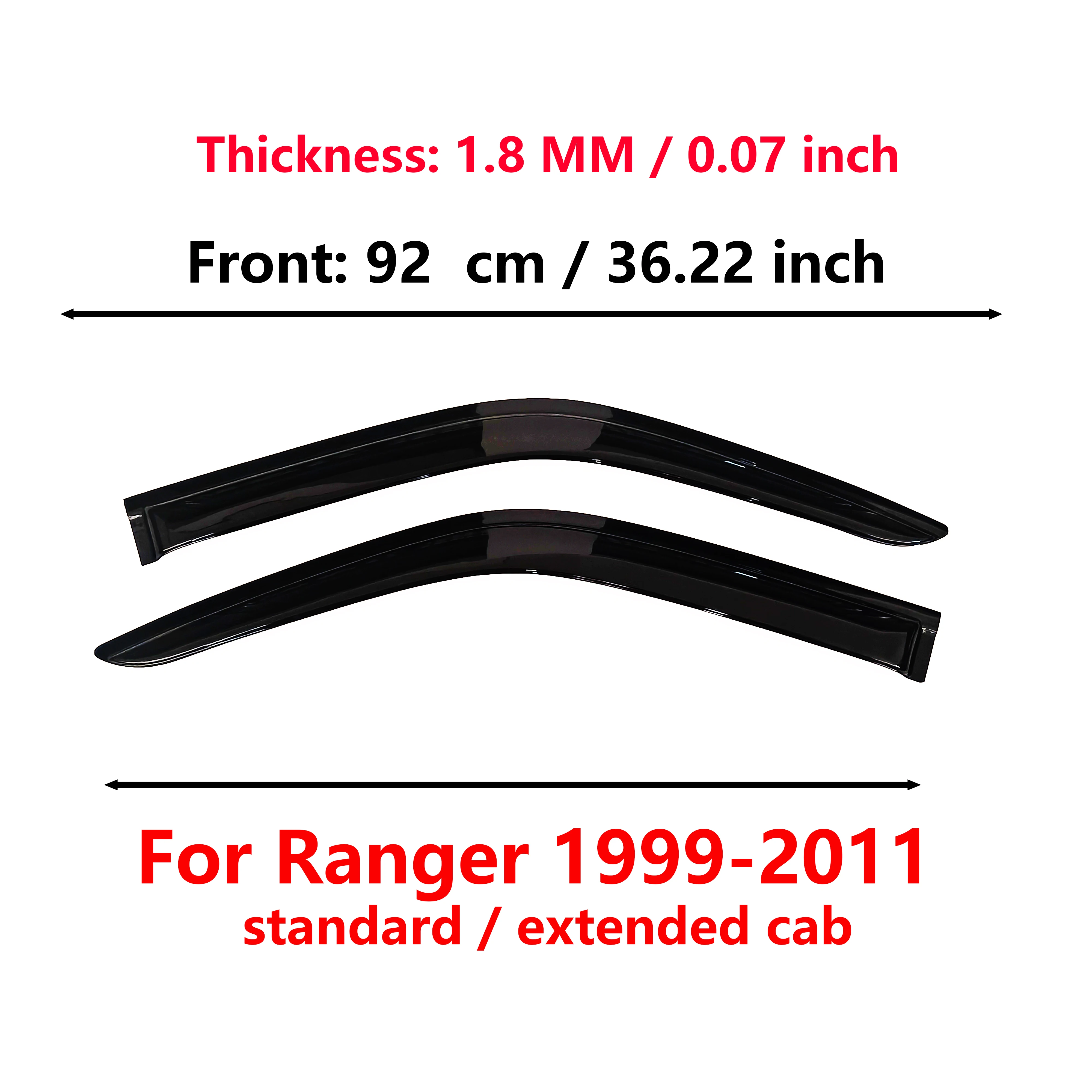 2 pcs of the Latest Model Car Window Sunshade for Ford Ranger 1999-2011 Standard/Extended Cab Window Visors Window Rain Guards