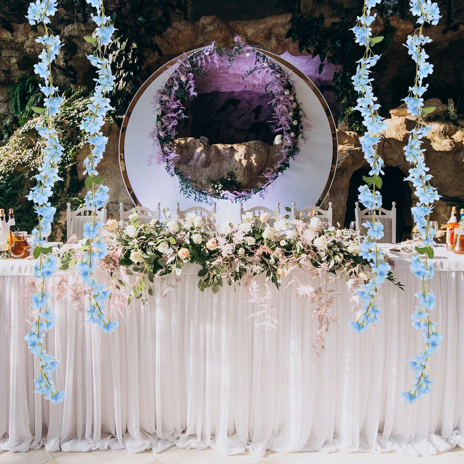 

2pcs Artificial Flower Vines Simulation Hanging Flowers For Wedding Decor Spring Floral Garland Fake Flower Vine Home Garden