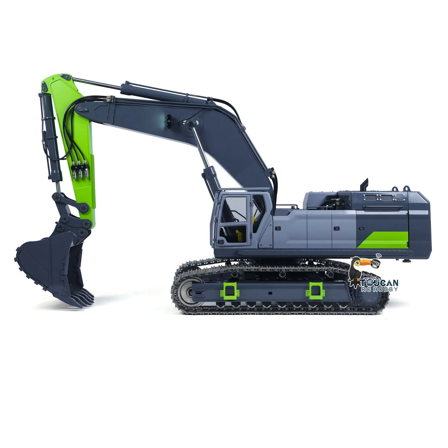 Excavadora hidráulica con Control remoto RTR 1/12, máquina resistente 395F, válvulas de Metal de 6 canales, excavadora RC, Motor sin escobillas, acoplador rápido ESC