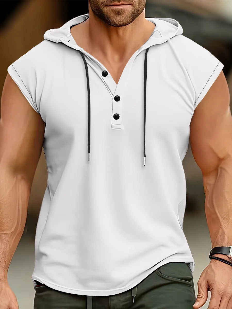 

Summer men's vest Europe and the United States men's hooded jumper men's casual sports thin breathable vest