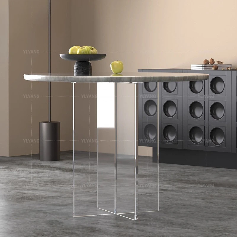 Transparent cross-shaped suspended acrylic table legs DIY custom round table round rock slab bracket foot table corner hair