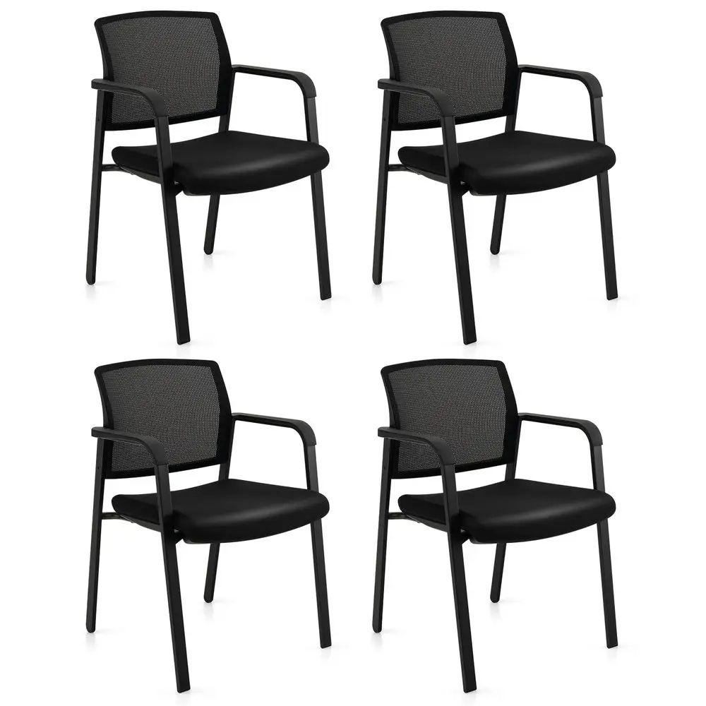

Set of 4 Conference Room Chairs, Stackable Office Guest Chairs with holstered Seat, Mesh Backrest amp Armrests, Waiting Room