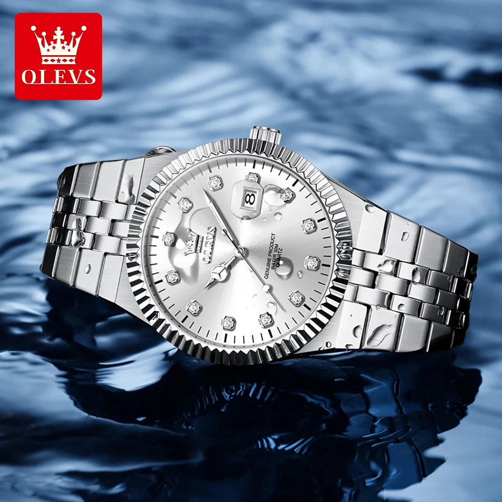 OLEVS 2989 Men Watch Fashion Dial High Quality Night-light Function Quartz Movement Timing Waterproof Elegance Watch For Men