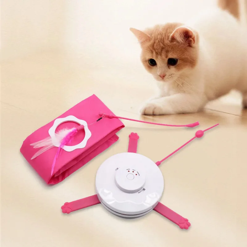 2 in 1 Cat Toy Undercover Fabric Moving Mouse Feather mascotas Pet Crazy Toy Cat Teaser Automatic interactive Amusement Toy