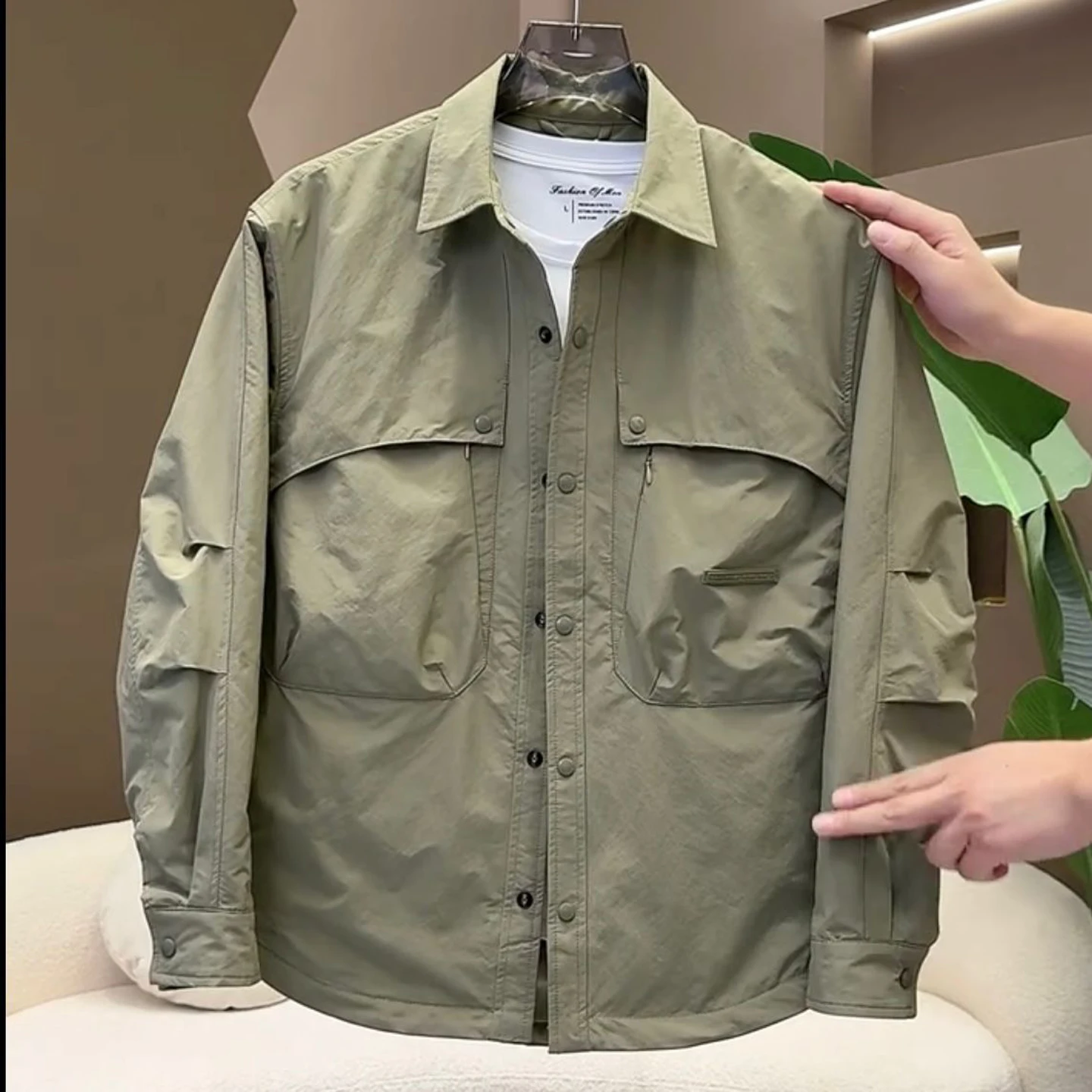 

Autumn American Workwear Collared Jaet Men's Trendy Color Multiple kets Versatile Top Youth Casual Jaet