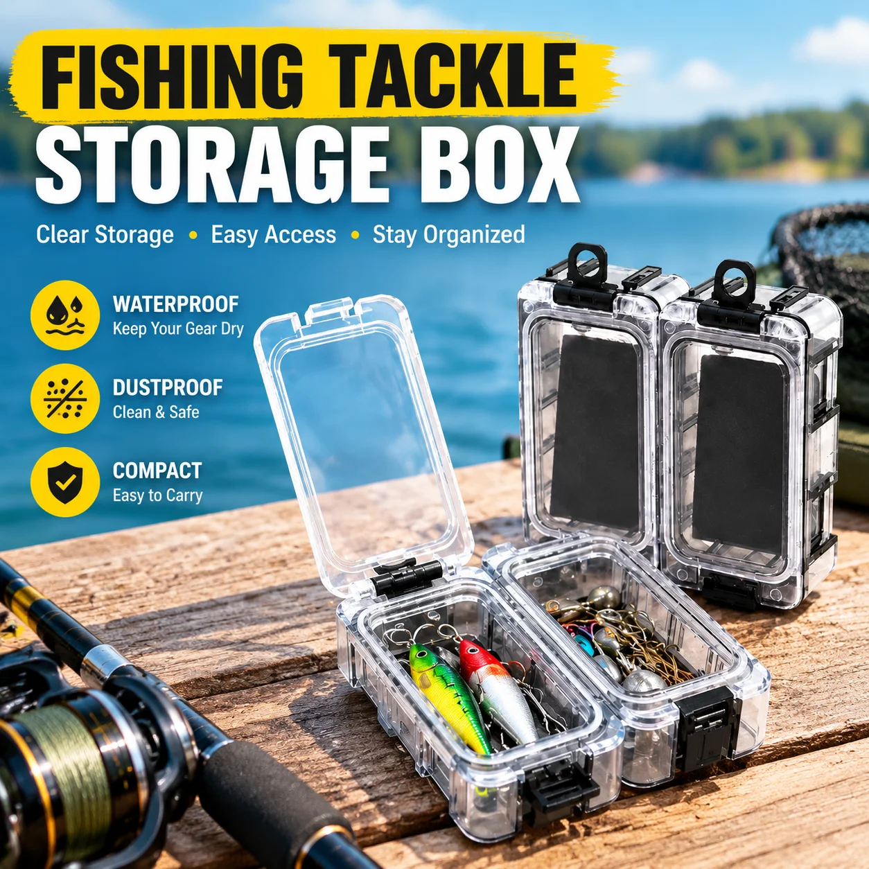Fishing Tackle Storage Box Waterproof Sealed Compact Lure Organizer Case Small Micro Bait Container Dustproof Moisture-proof