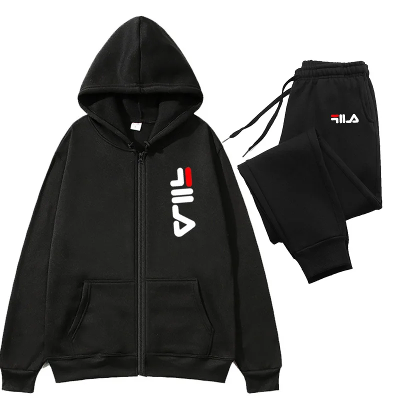 Men's 2 Piece Tracksuit Zipper Cardigan Jacket with Stripe Sweatpants Fashion Autumn Running Fitness Basketball Joggi