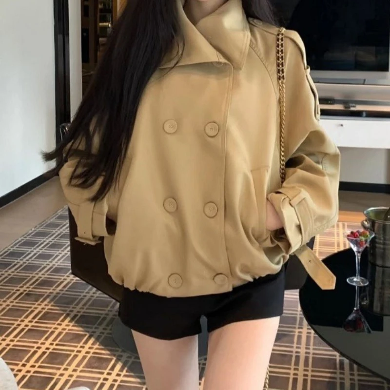 

2025 Autumn New Double Row Outward Standing Collar Short Style Stylish Design Wind Jacket