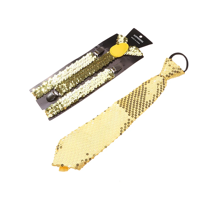 Set di bretelle con paillettes per adulti bretelle con paillettes brillanti elastico largo regolabile resistente forte Clip reggicalze Costume