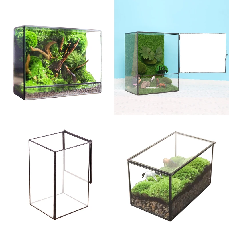 Handmade Glass Moss Miniature Eco-friendly Flower Pot Creative Glass Terrarium Simple Rectangular Indoor Garden Decoration