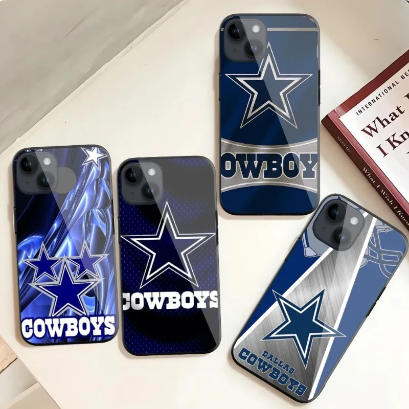 SDallas-CowboysER Phone Case For iPhone 14 13 12 11 Pro Max Plus Mini Black PC TPU Glass Phone Cover