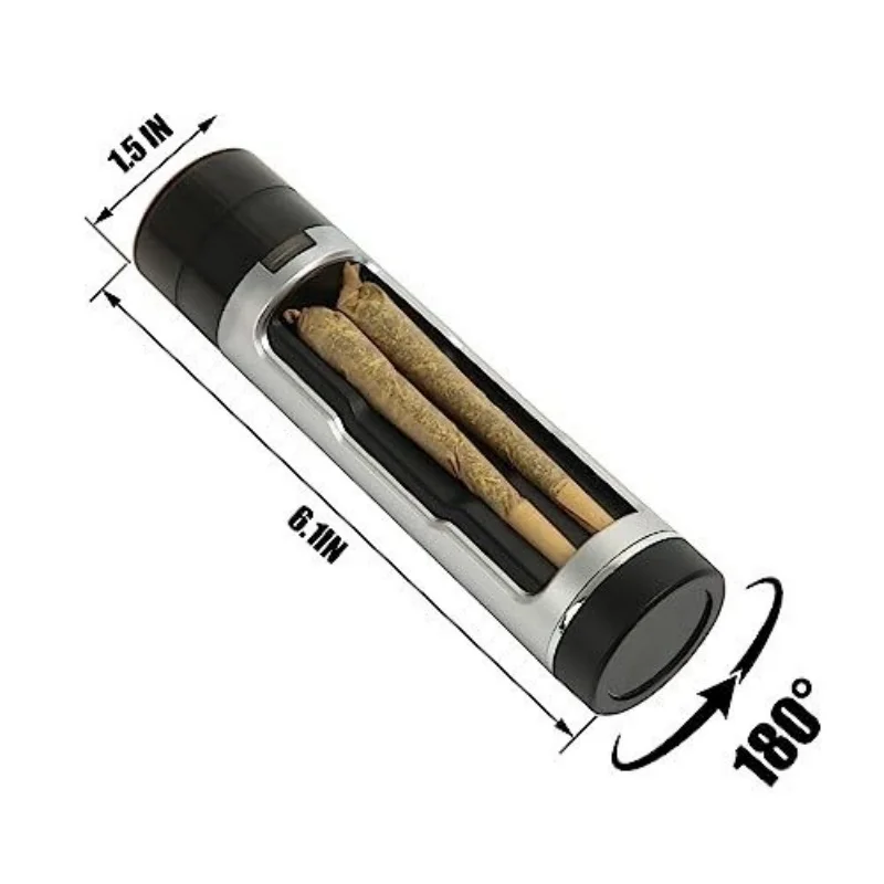 Portable Dry Herb Grinder with 3 in 1 Tobacco Filling Horn Tube Function Grass Crusher Cigarettes Case Smoking Pipe Accessories