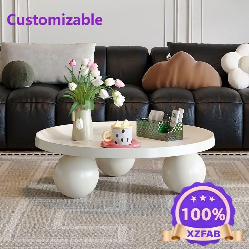 Factory Direct 2026 Cream coffee table ins home simple creative design new round living room Nordic Internet celebrity small apa