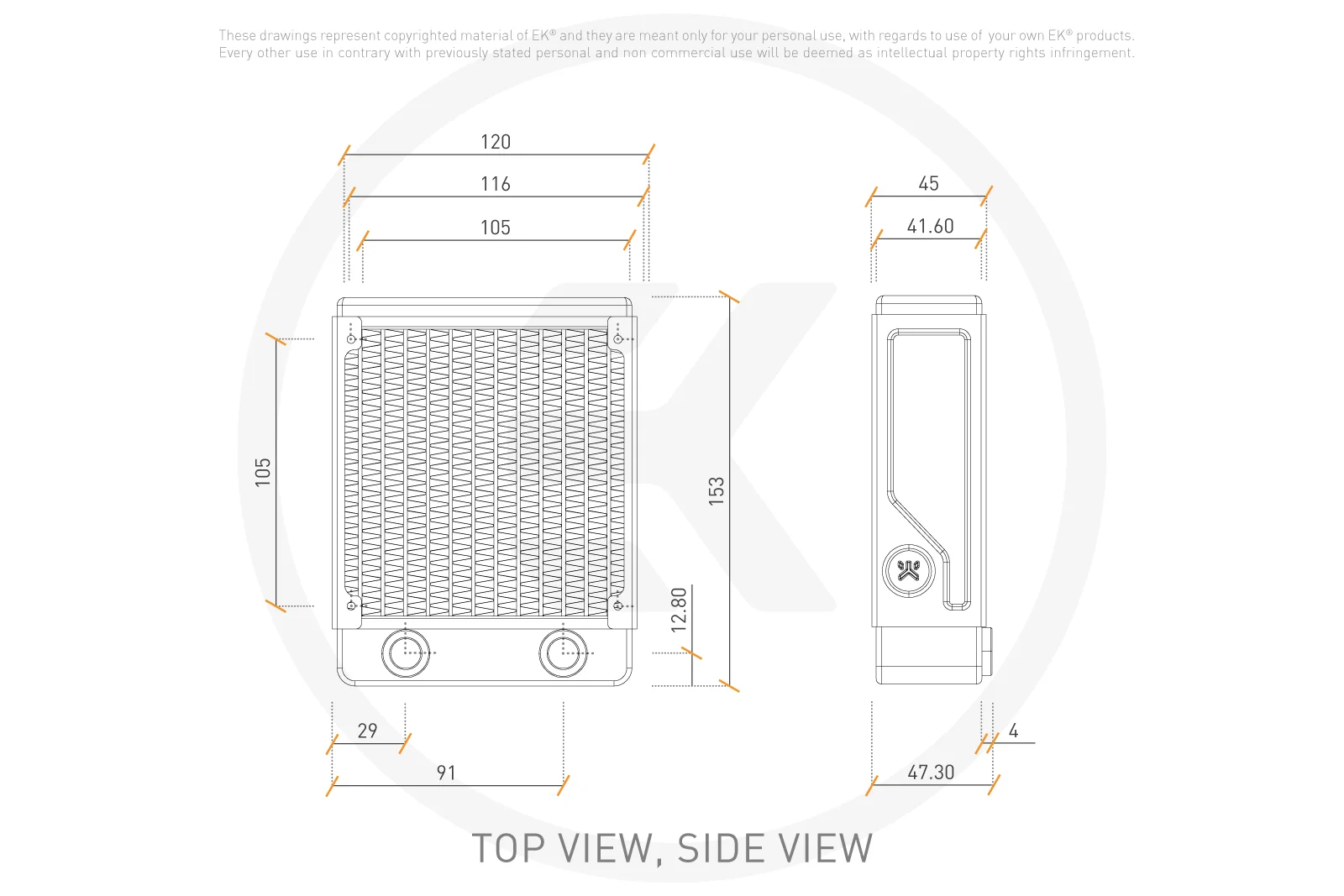 Imagem -06 - Ek-coolstream-copper Water Cooling Radiator Dissipador de Calor do Ventilador Se120 Se120 1x12cm 27 mm 45 mm de Espessura Clássico