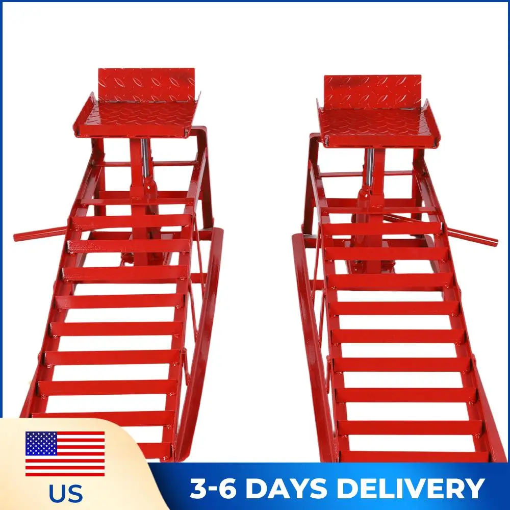 

2Pcs Auto Car Truck Service Ramps 5 Ton Capacity Portable & Adjustable Car Ramp for Routine Tire Replacement